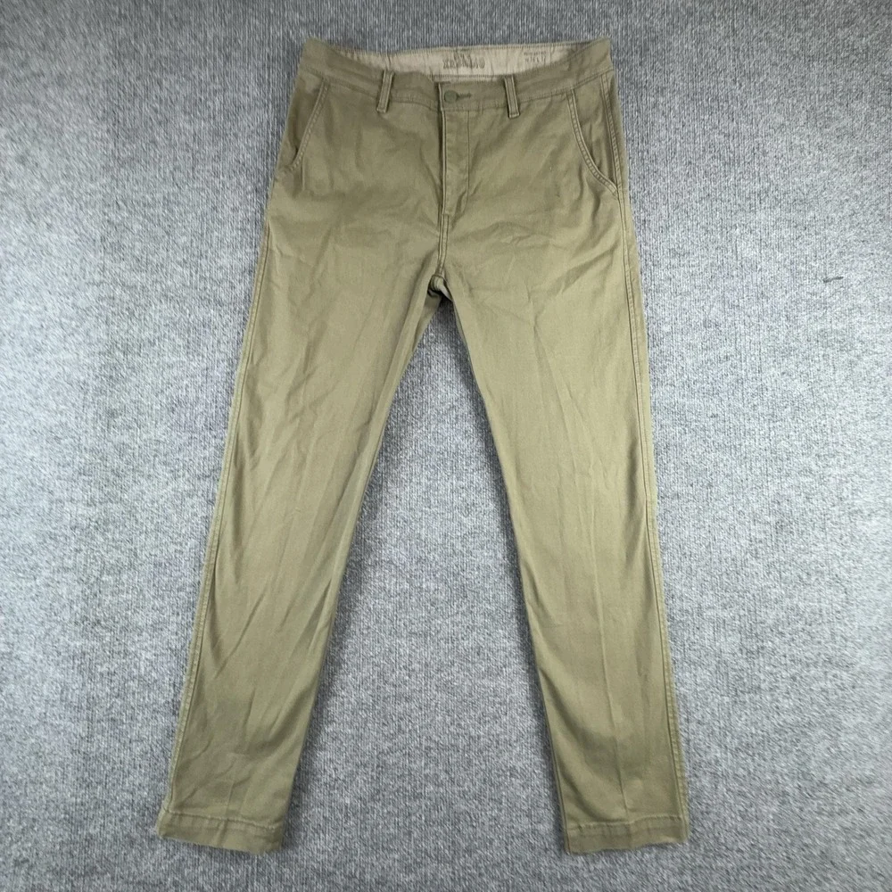 Levis XX Chino Pants Mens 34x32 Beige Slim Taper Flat Front Khakis Casual